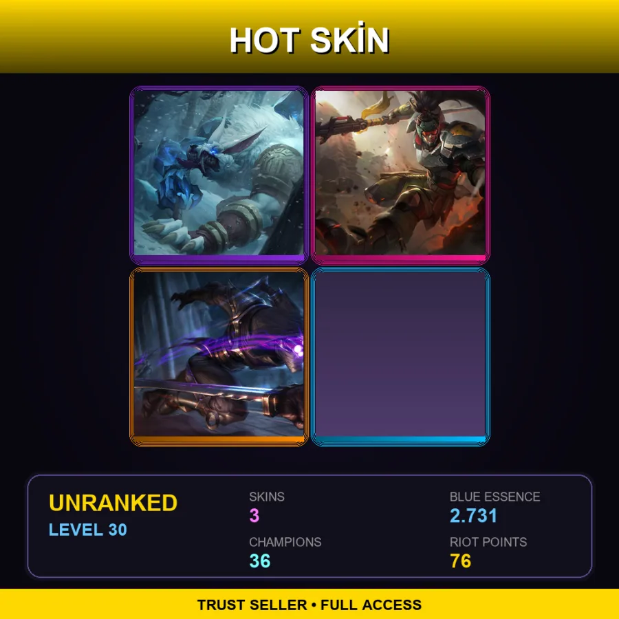 EUNE | Lv30 | Unranked | 3 Skin | 36 Champ — Assassin Master Yi