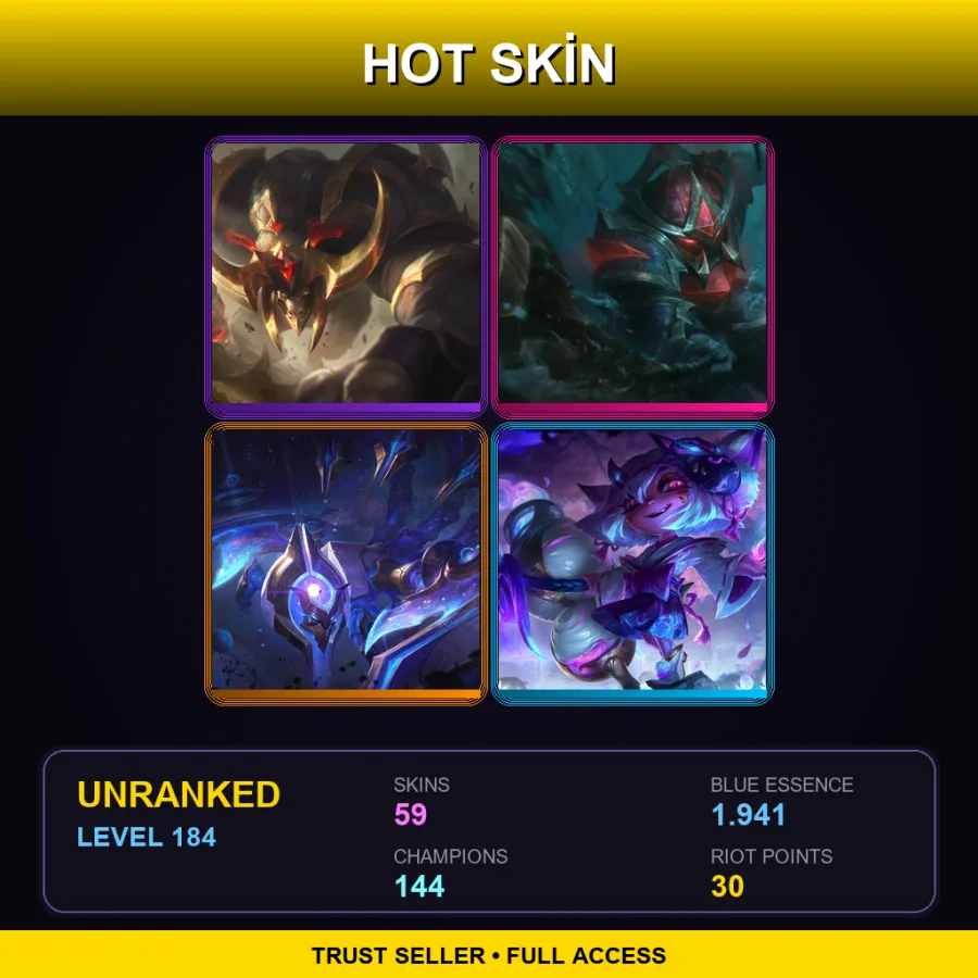 EUW | Lv184 | Unranked | 59 Skin | 144 Champ