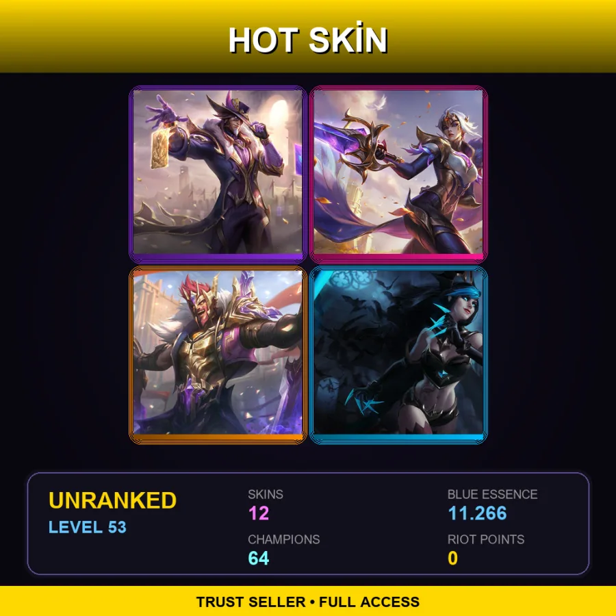 EUNE | Lv53 | Unranked | 12 Skin | 64 Champ