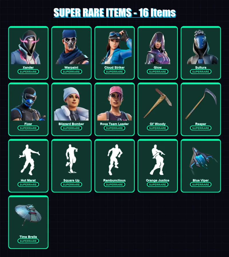 [PC/XBOX/PSN] | Xander | Warpaint | Cloud Striker | Glow | Sultura | 246 skin | 296 pickaxe | 243 emote | 232 glider | Lv4067