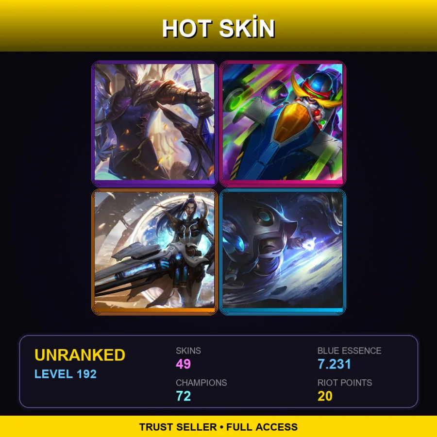 LAN | Lv192 | Unranked | 49 Skin | 72 Champ — LoL account