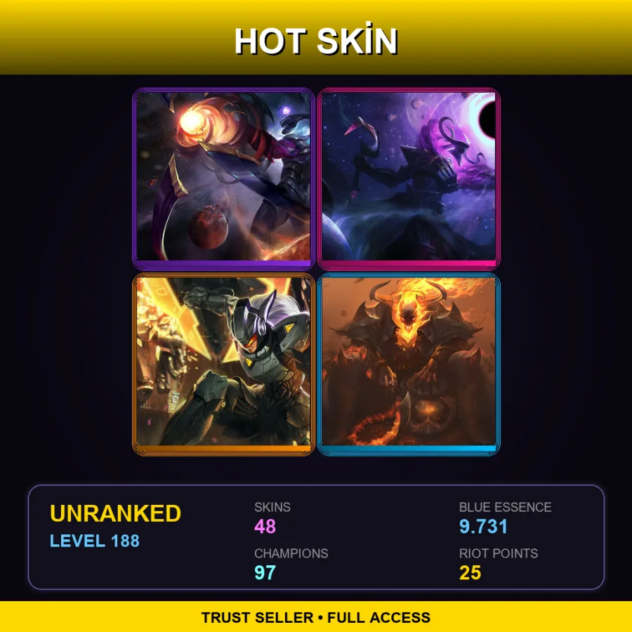 EUNE | Lv188 | Unranked | 48 Skin | 97 Champ