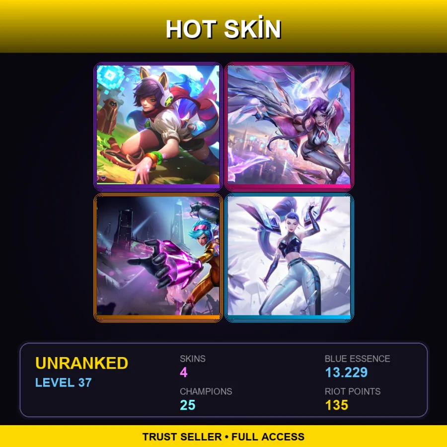 SG | Lv37 | Unranked | 4 Skin | 25 Champ