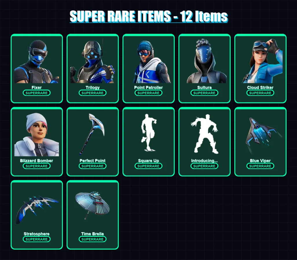 [PC/XBOX/PSN] | Fixer | Trilogy | Point Patroller | Sultura | Cloud Striker | 41 skin | 64 pickaxe | 53 emote | 59 glider | Lv777