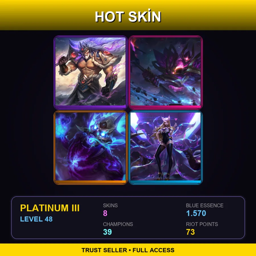 LAS | Lv48 | Platinum III | 8 Skin | 39 Champ — LoL account