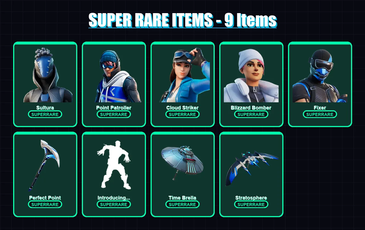[PS4/PS5/PC] | Sultura | Point Patroller | Cloud Striker | Blizzard Bomber | Fixer | 21 skin | 45 pickaxe | 42 emote | 40 glider | Lv1292 — Fortnite account