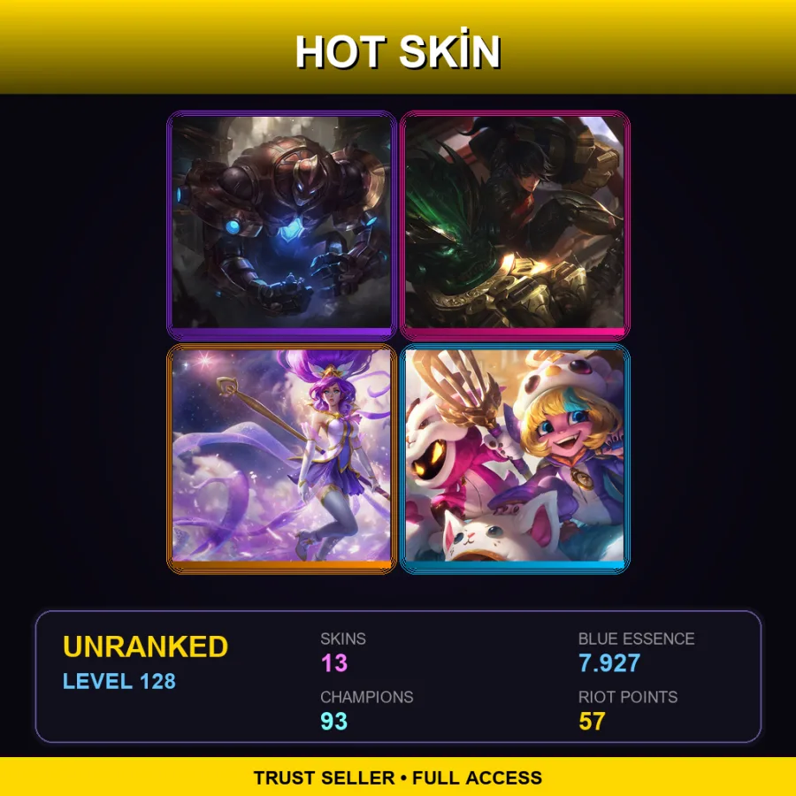 NA | Lv128 | Unranked | 13 Skin | 93 Champ — Riot Kayle