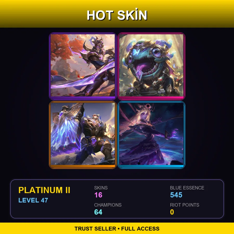 EUNE | Lv47 | Platinum II | 16 Skin | 64 Champ — LoL account
