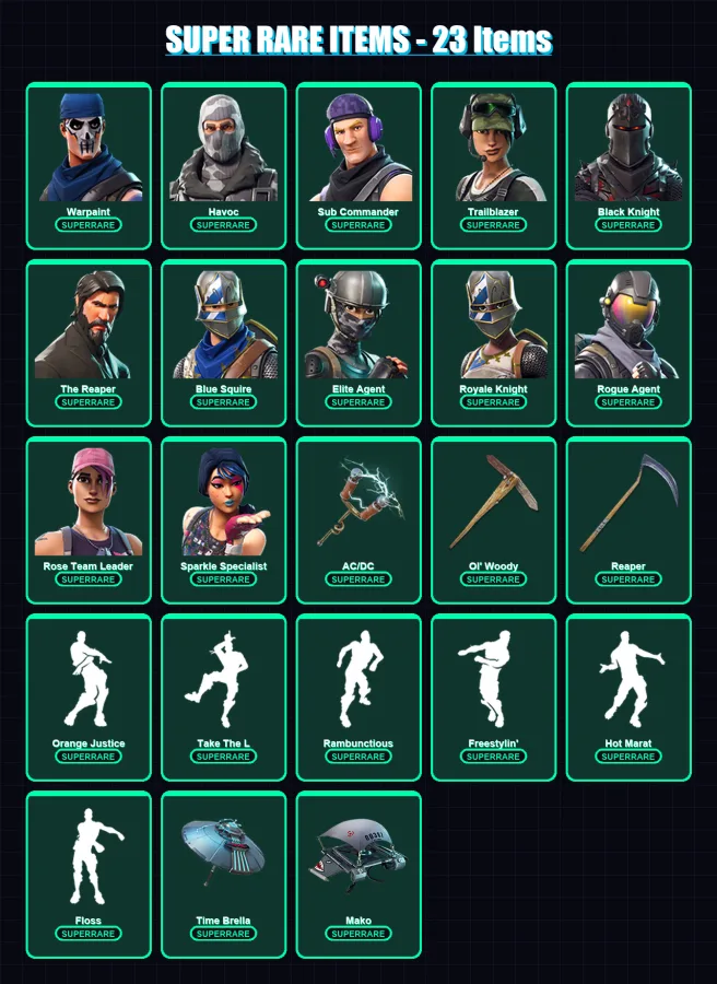 [PC/PSN] | Warpaint | Havoc | Sub Commander | Trailblazer | Black Knight | 85 skin | 75 pickaxe | 101 emote | 67 glider | Lv833