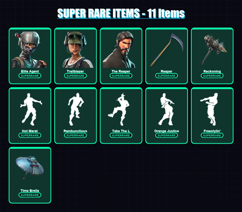 [PC/XBOX] | Elite Agent | Trailblazer | The Reaper | Drift | Raven | 76 skin | 89 pickaxe | 94 emote | 79 glider | Lv1274