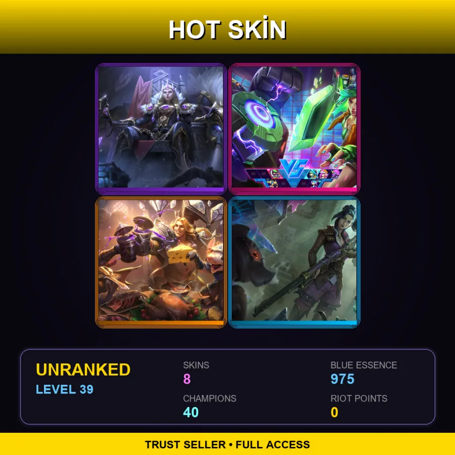 LAN | Lv39 | Unranked | 8 Skin | 40 Champ — LoL account