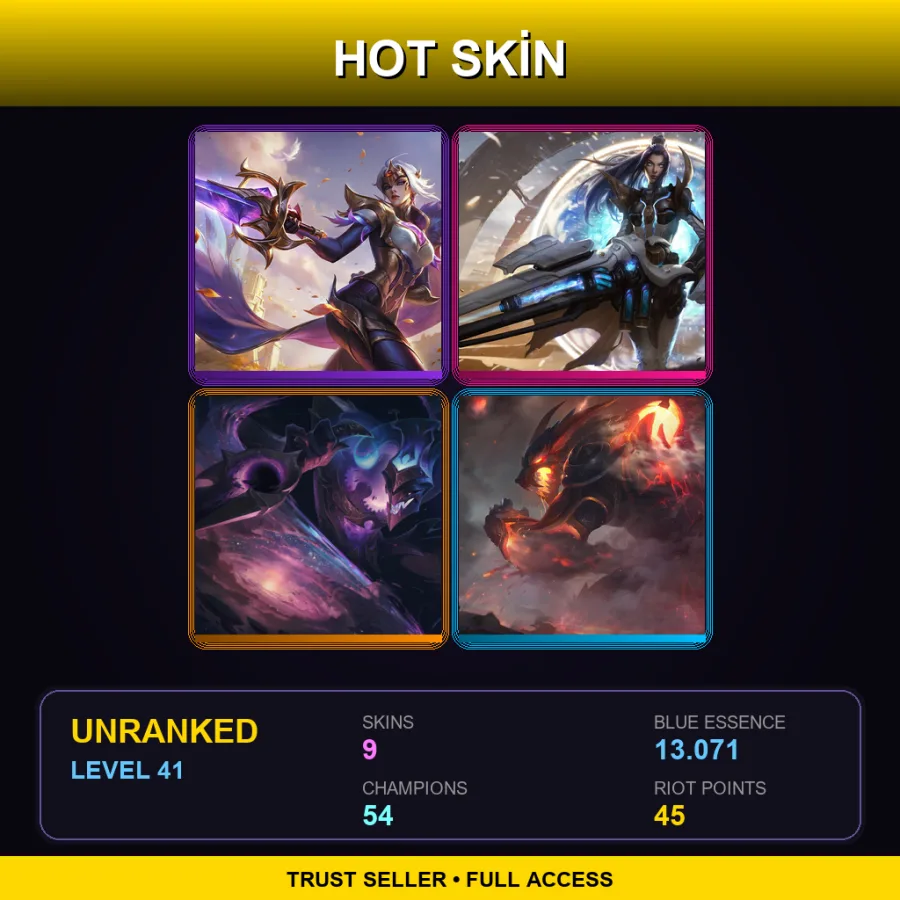 TR | Lv41 | Unranked | 9 Skin | 54 Champ — LoL account