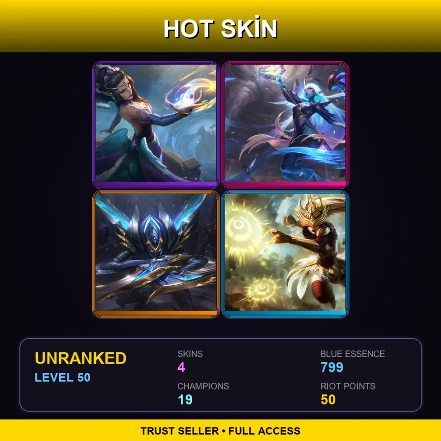 EUW | Lv50 | Unranked | 4 Skin | 19 Champ