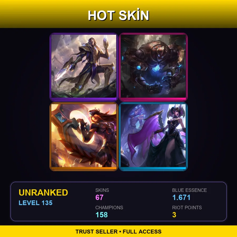 SG | Victorious Lucian | Hextech Galio | Victorious Sivir | Victorious Morgana | 67 Skin | 158 Champ | Lv135
