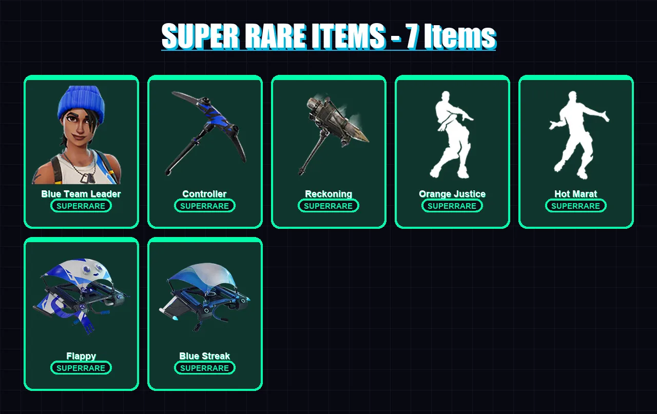 [PS4/PS5/XBOX/PC] | Blue Team Leader | Lynx | Zenith | A.I.M. | Calamity | 13 skin | 10 pickaxe | 13 emote | 17 glider | Lv160