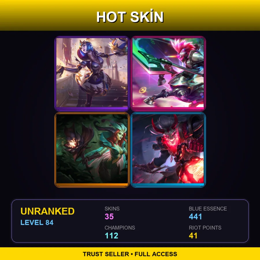 TR | Victorious Orianna | Arcade Hecarim | Elderwood LeBlanc | Blood Moon Thresh | 35 Skin | 112 Champ | Lv84