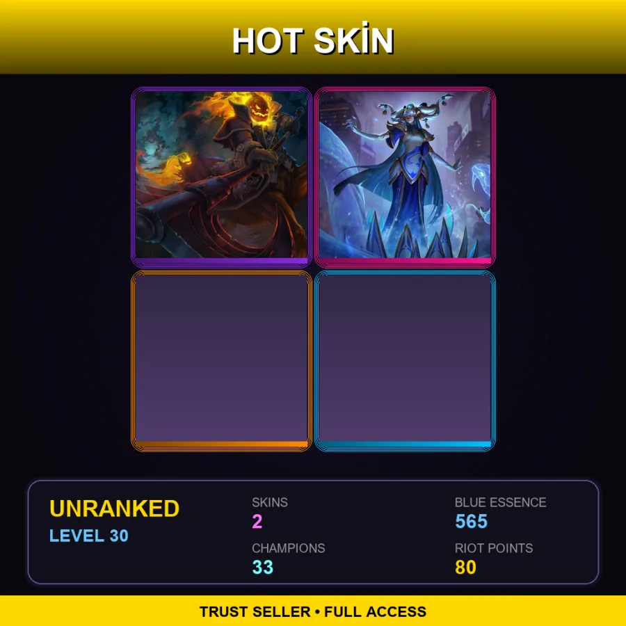 EUW | Lv30 | Unranked | 2 Skin | 33 Champ