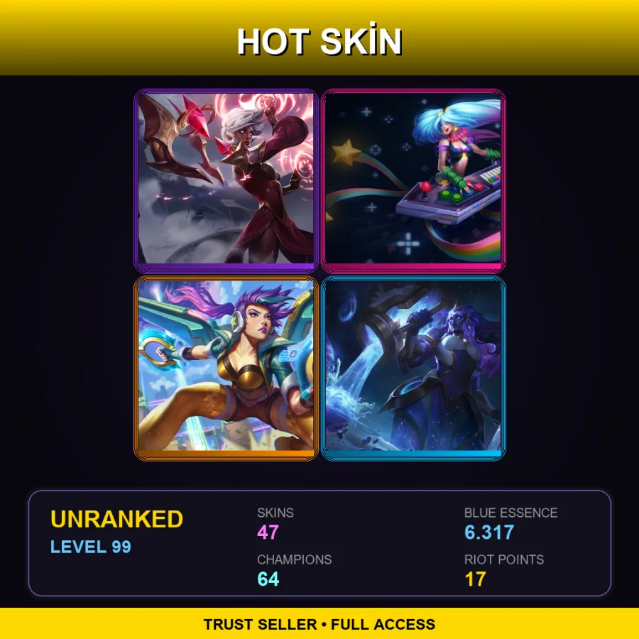 EUNE | Lv99 | Unranked | 47 Skin | 64 Champ — LoL account