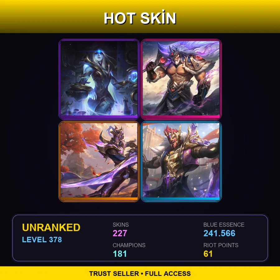 EUNE | Lv378 | Unranked | 227 Skin | 181 Champ — Battle Queen Qiyana