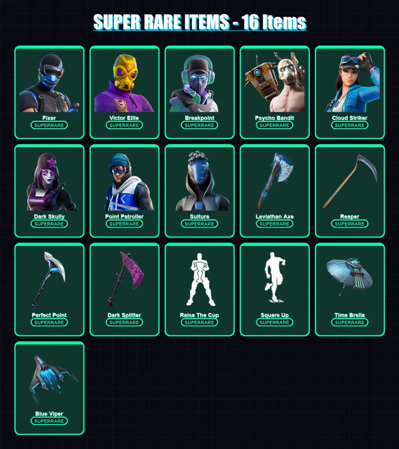 [PC] | Fixer | Victor Elite | Breakpoint | Psycho Bandit | Cloud Striker | 191 skin | 263 pickaxe | 168 emote | 181 glider | Lv3868 — Fortnite account