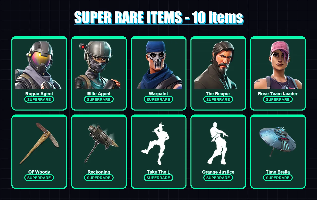 [PC/XBOX/PSN] | Rogue Agent | Elite Agent | Warpaint | The Reaper | Rose Team Leader | 44 skin | 49 pickaxe | 39 emote | 49 glider | Lv627