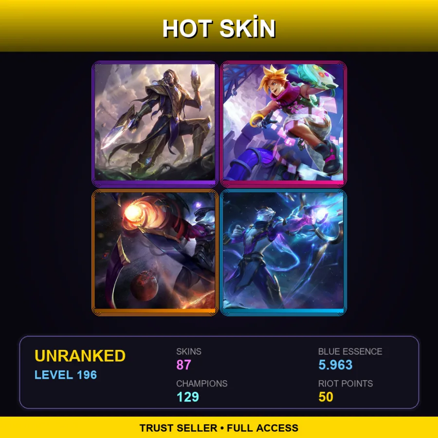 OCE | Lv196 | Unranked | 87 Skin | 129 Champ