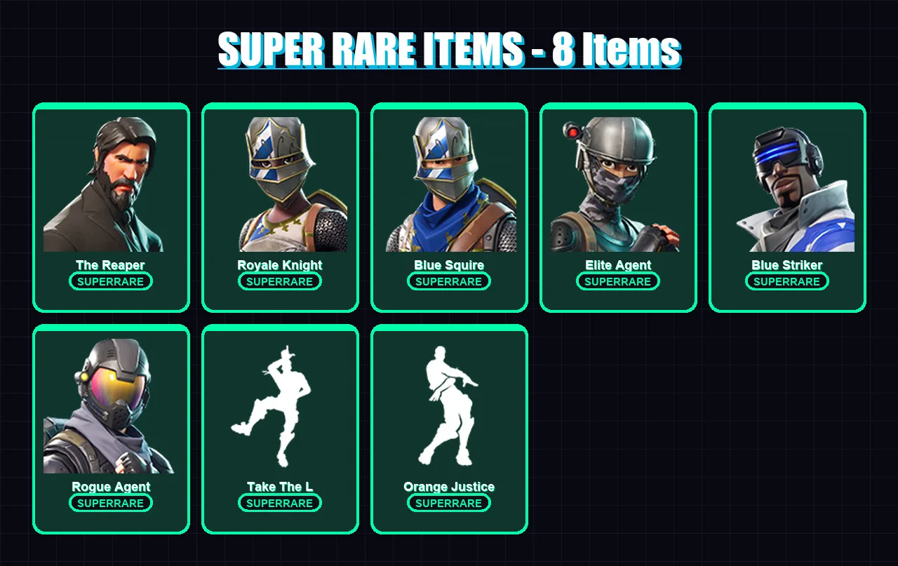 [PS4/PS5/XBOX/PC] | The Reaper | Royale Knight | Blue Squire | Elite Agent | Blue Striker | 28 skin | 23 pickaxe | 41 emote | 27 glider | Lv464