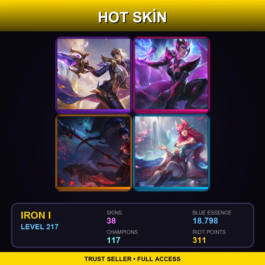 EUNE | Lv217 | Iron I | 38 Skin | 117 Champ — LoL account