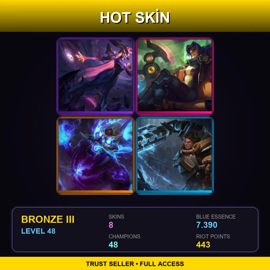 BR | Lv48 | Bronze III | 8 Skin | 48 Champ — LoL account