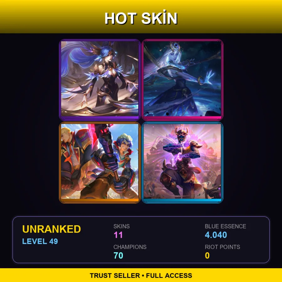 LAN | Lv49 | Unranked | 11 Skin | 70 Champ — Three Honors Akshan