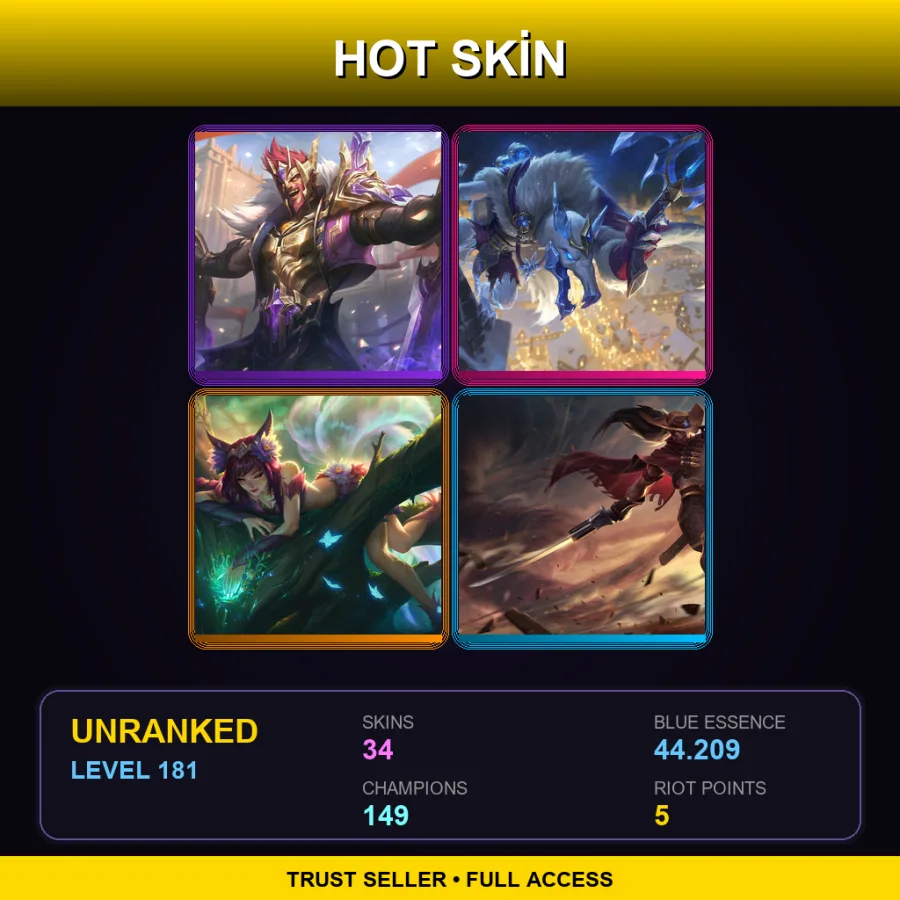 EUNE | Lv181 | Unranked | 34 Skin | 149 Champ — Officer Vi