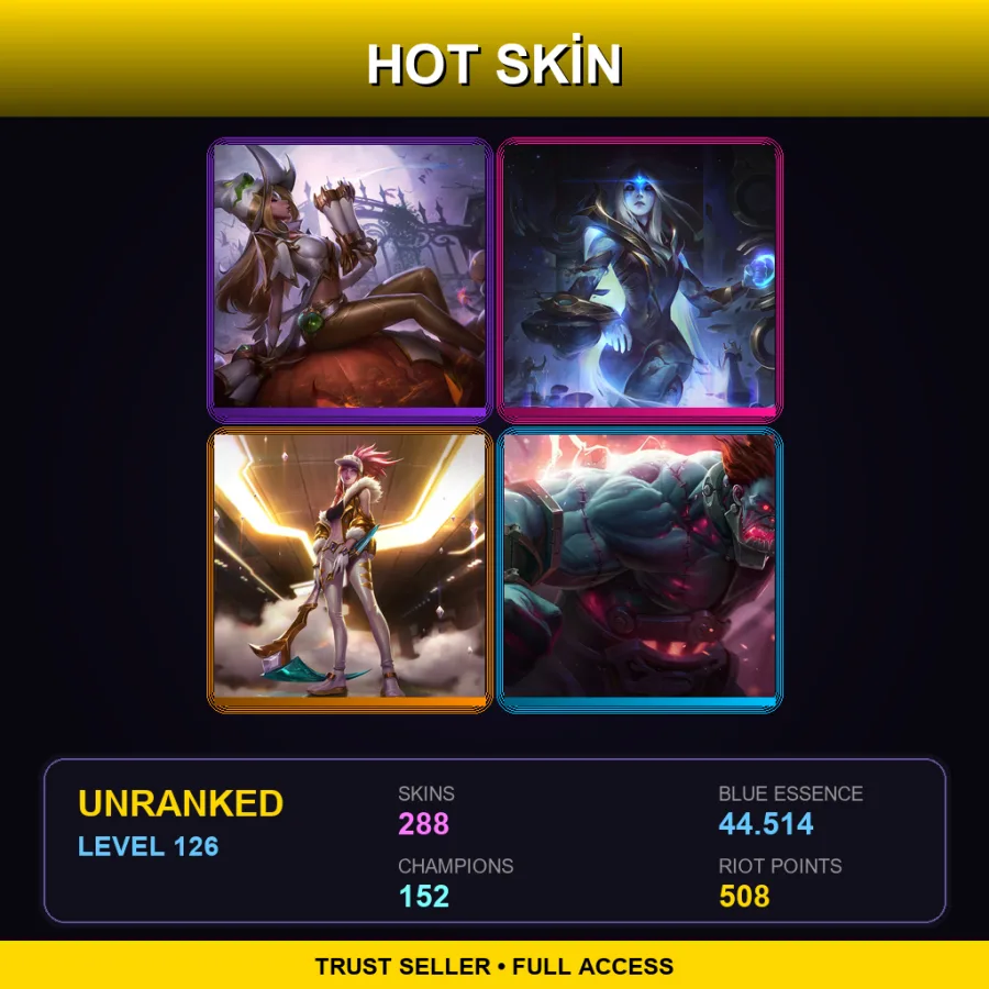 EUW | Lv126 | Unranked | 288 Skin | 152 Champ
