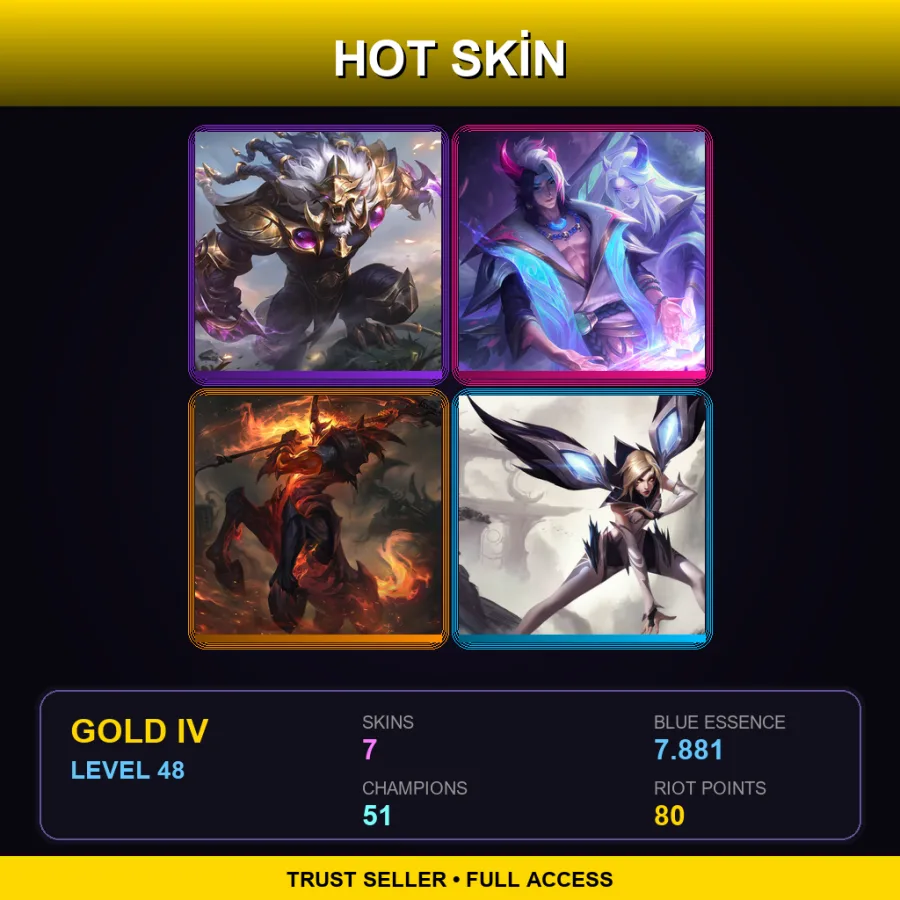 EUW | Lv48 | Gold IV | 7 Skin | 51 Champ