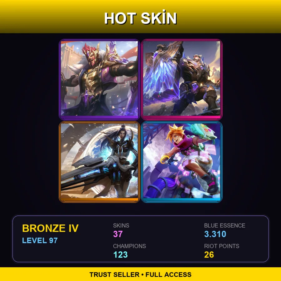 TR | Lv97 | Bronze IV | 37 Skin | 123 Champ — LoL account