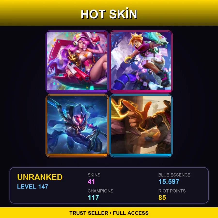 EUNE | Lv147 | Unranked | 41 Skin | 117 Champ — LoL account