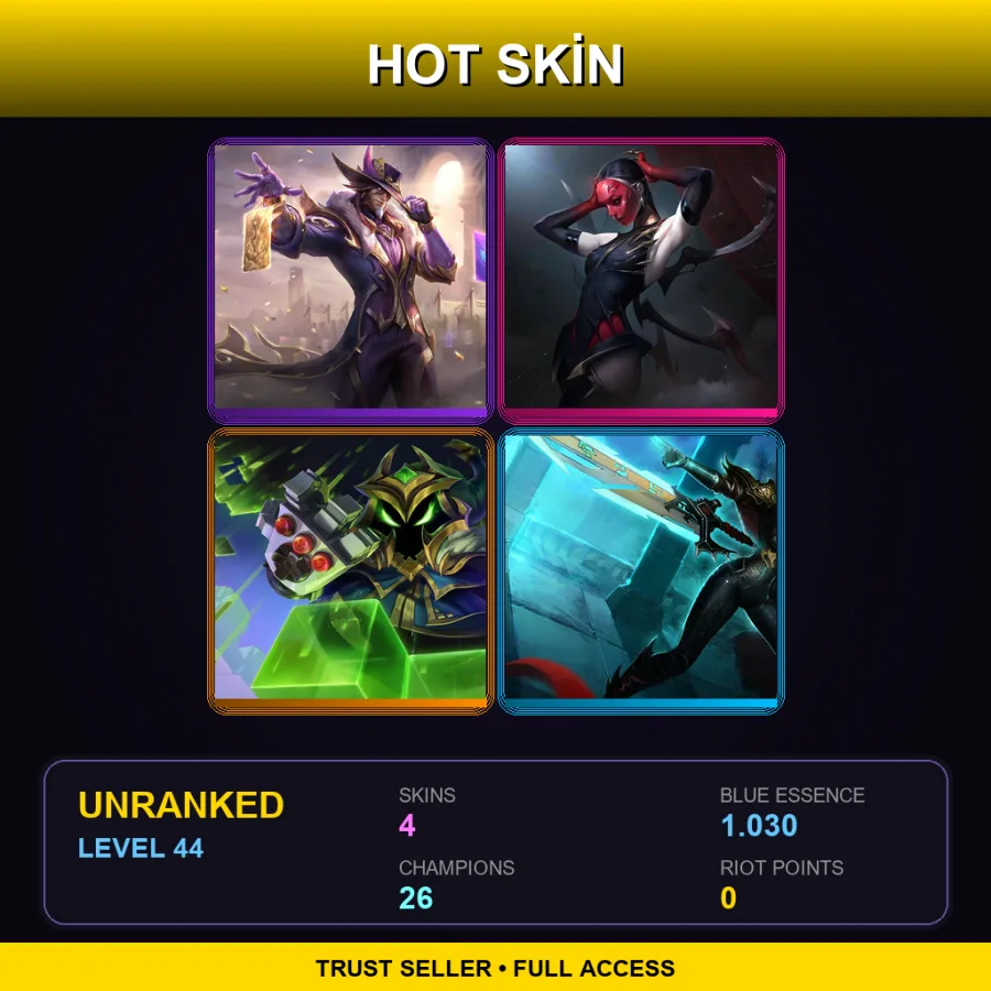 EUNE | Victorious Twisted Fate | Masque of the Black Rose Elise | Final Boss Veigar | Crimson Elite Riven | 4 Skin | 26 Champ | Lv44