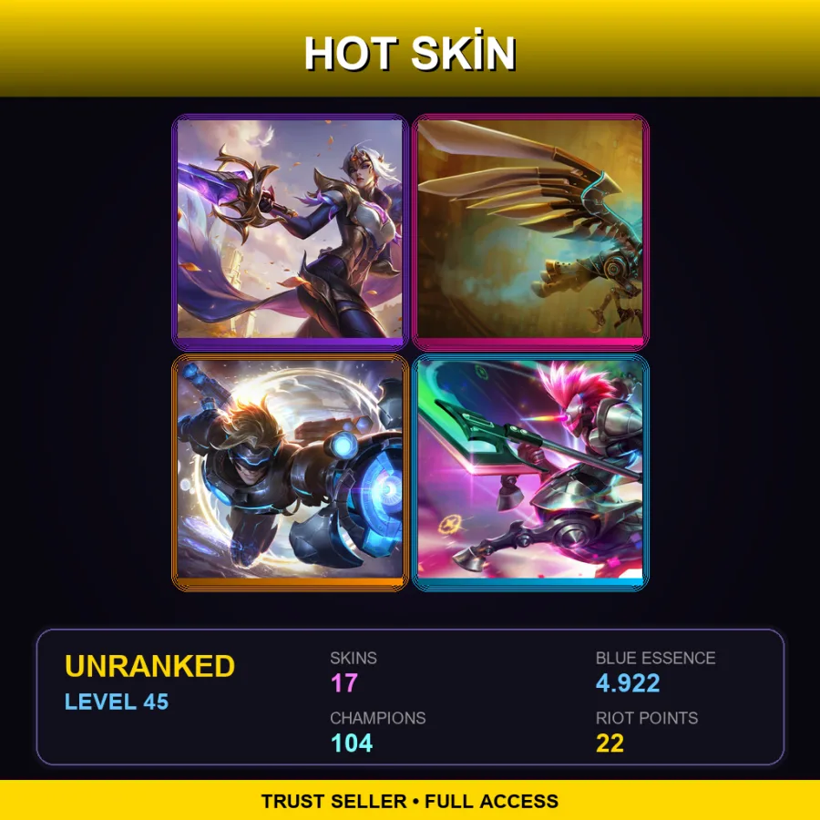 SG | Lv45 | Unranked | 17 Skin | 104 Champ