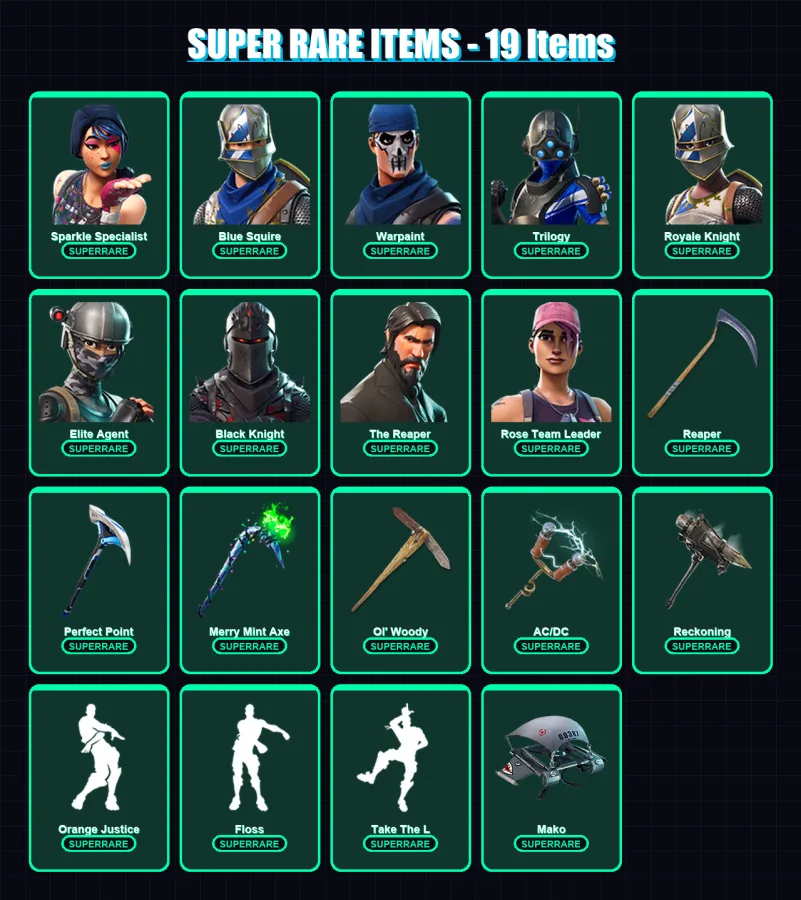 [PC/XBOX] | Sparkle Specialist | Blue Squire | Warpaint | Renegade Raider (OG) | Trilogy | 147 skin | 147 pickaxe | 108 emote | 110 glider | Lv1571