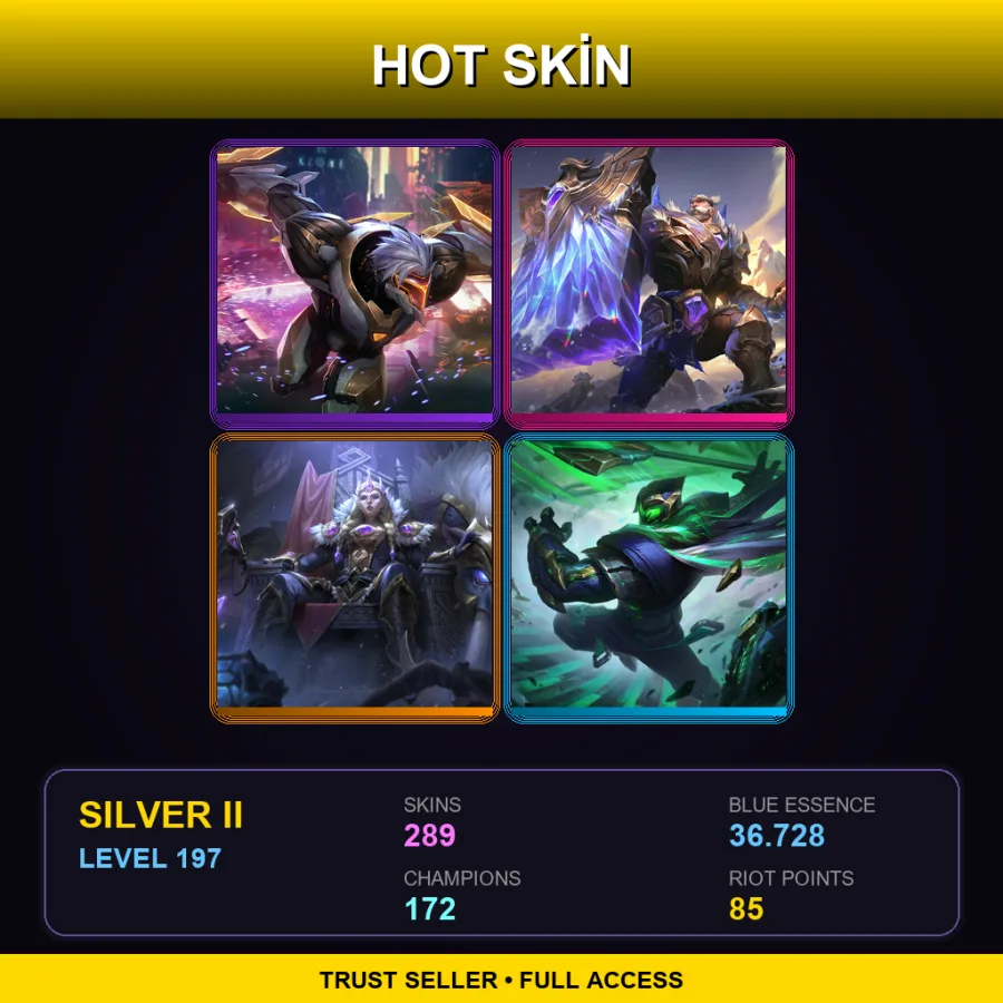 EUNE | Lv197 | Silver II | 289 Skin | 172 Champ — LoL account
