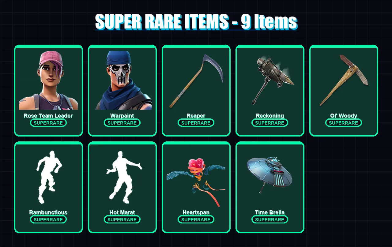[PC/XBOX/PSN] | Rose Team Leader | Warpaint | Drift | Blackheart | The Ice King | 54 skin | 59 pickaxe | 84 emote | 62 glider | Lv732