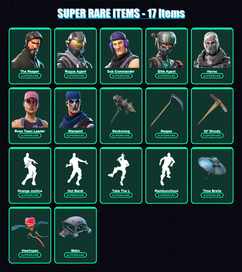 [PS4/PS5/XBOX/PC] | The Reaper | Rogue Agent | Sub Commander | Elite Agent | Havoc | 111 skin | 121 pickaxe | 113 emote | 110 glider | Lv1863 — Fortnite account