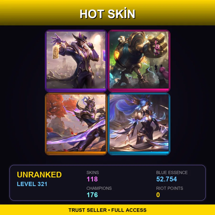 VN | Lv321 | Unranked | 118 Skin | 176 Champ