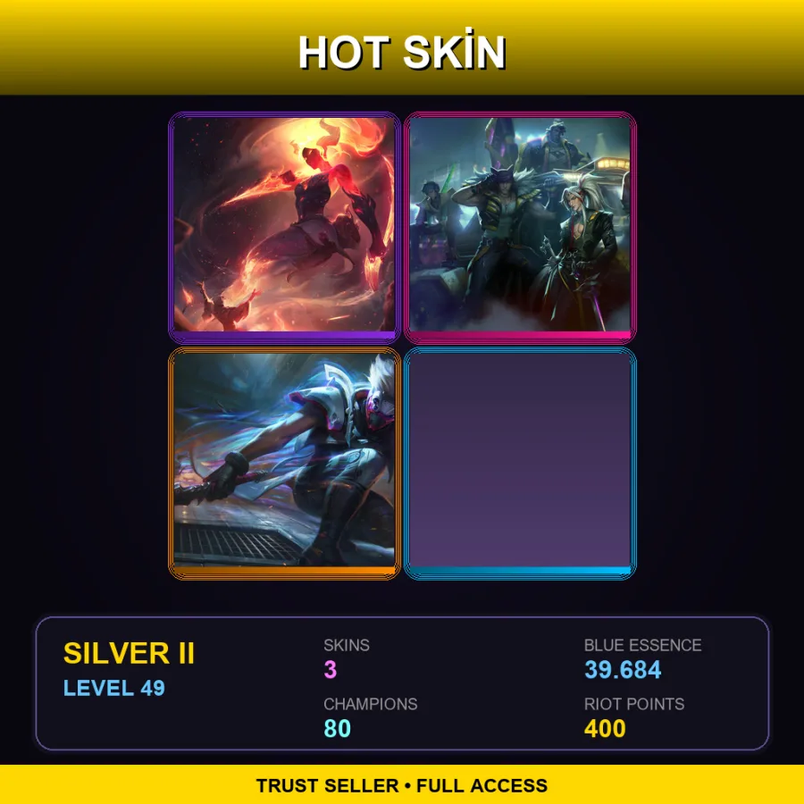 EUW | Lv49 | Silver II | 3 Skin | 80 Champ — LoL account