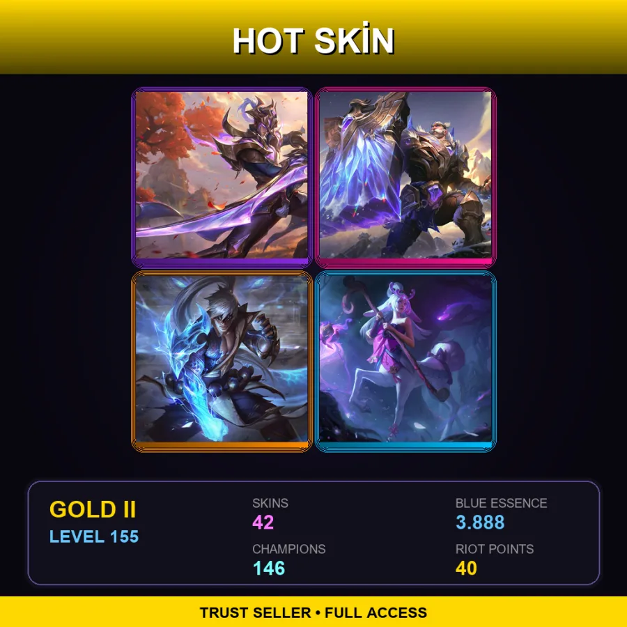 EUW | Lv155 | Gold II | 42 Skin | 146 Champ