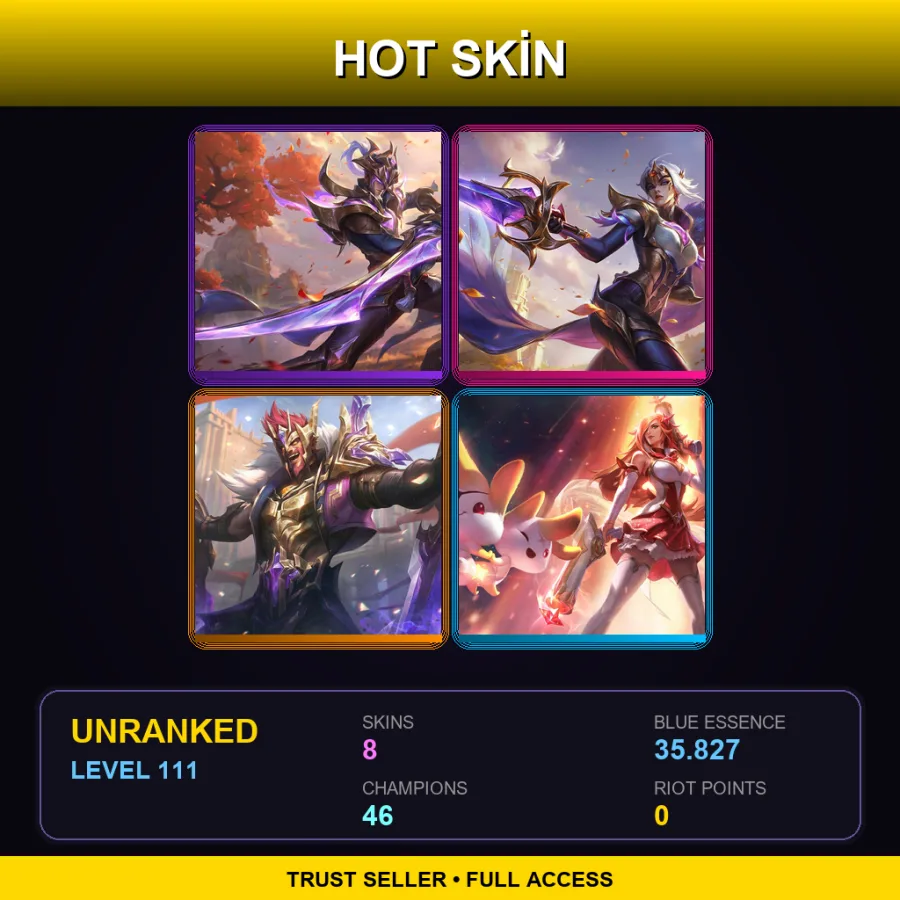 EUNE | Victorious Master Yi | Victorious Fiora | Victorious Draven | Star Guardian Miss Fortune | 8 Skin | 46 Champ | Lv111