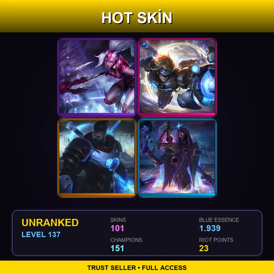 EUW | Lv137 | Unranked | 101 Skin | 151 Champ — LoL account