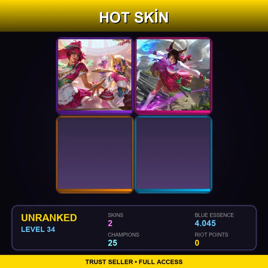 BR | Lv34 | Unranked | 2 Skin | 25 Champ — LoL account