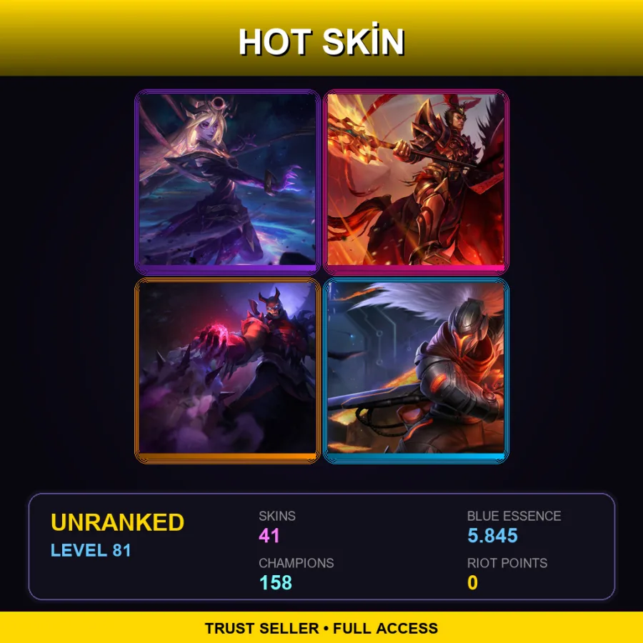 SG | Lv81 | Unranked | 41 Skin | 158 Champ — LoL account