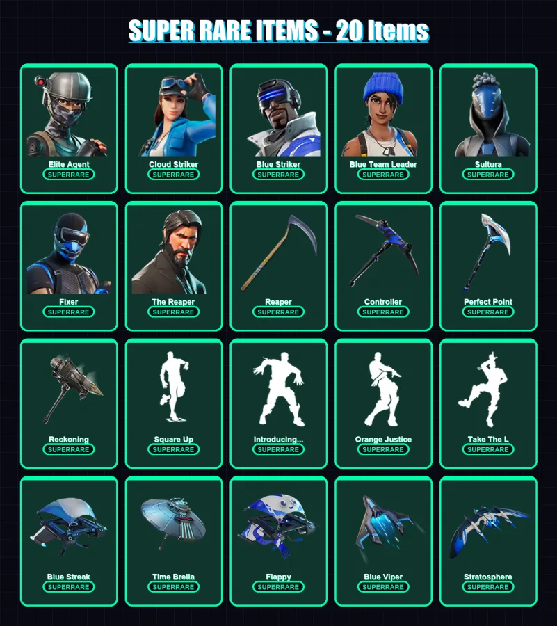 [PS4/PS5/XBOX/PC] | Elite Agent | Cloud Striker | Blue Striker | Blue Team Leader | Sultura | 67 skin | 85 pickaxe | 96 emote | 87 glider | Lv1551