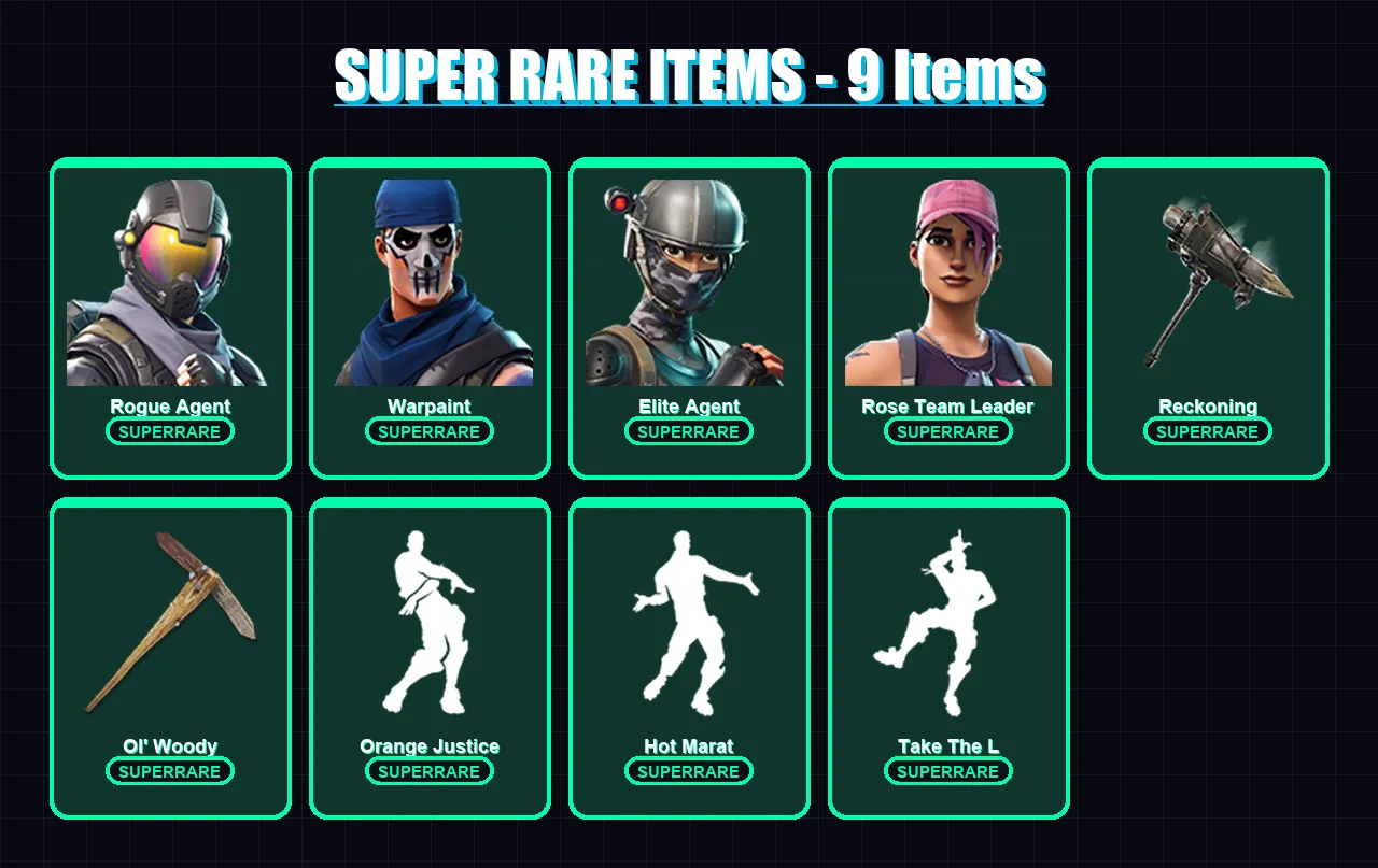 [PC/XBOX/PSN] | Rogue Agent | Warpaint | Elite Agent | Rose Team Leader | Enforcer | 115 skin | 117 pickaxe | 108 emote | 99 glider | Lv1260 — Fortnite account